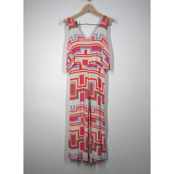 Mister Zimi Clover Jumpsuit Party Print Sleeveless Wide Leg Size 6 Preowned - Picture 3 of 15